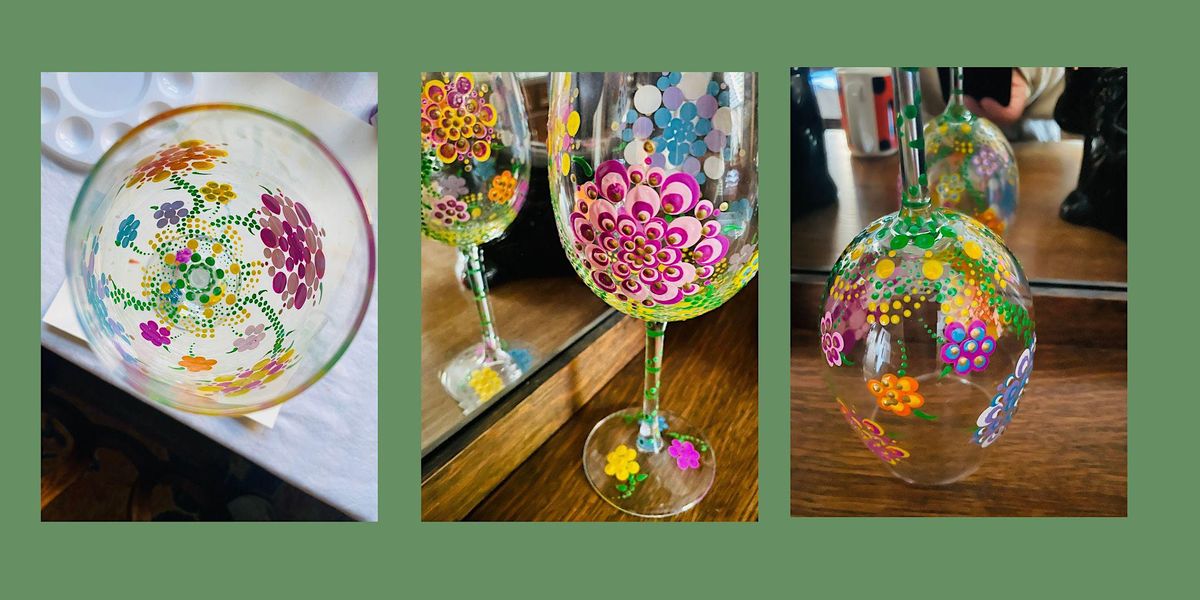 ‘Sip & Design’ Wine Glass Painting Class, Tulsa Stained Glass Studio, 7