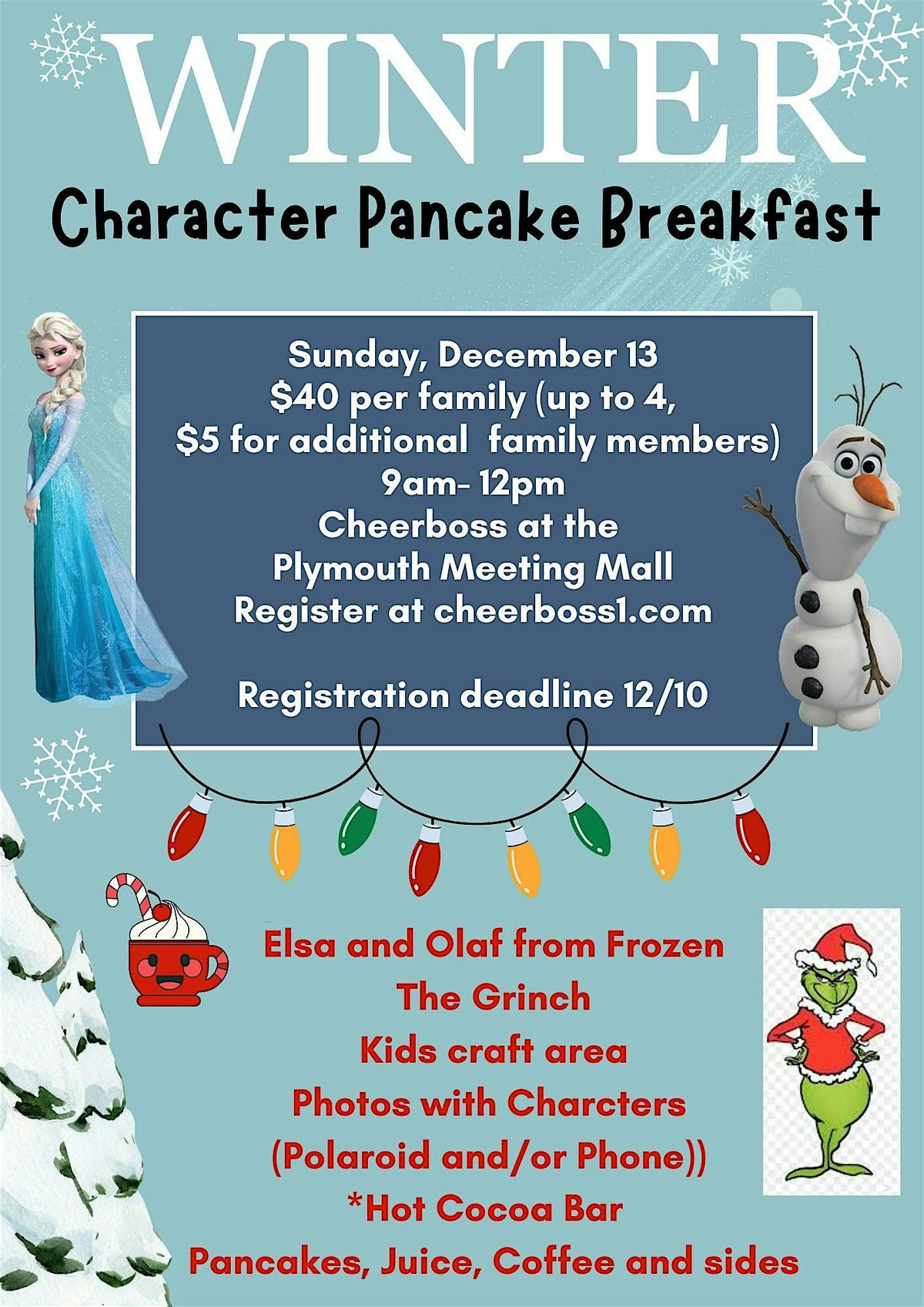 Character Pancake Breakfast, 13 December | Event in Plymouth Meeting | AllEvents