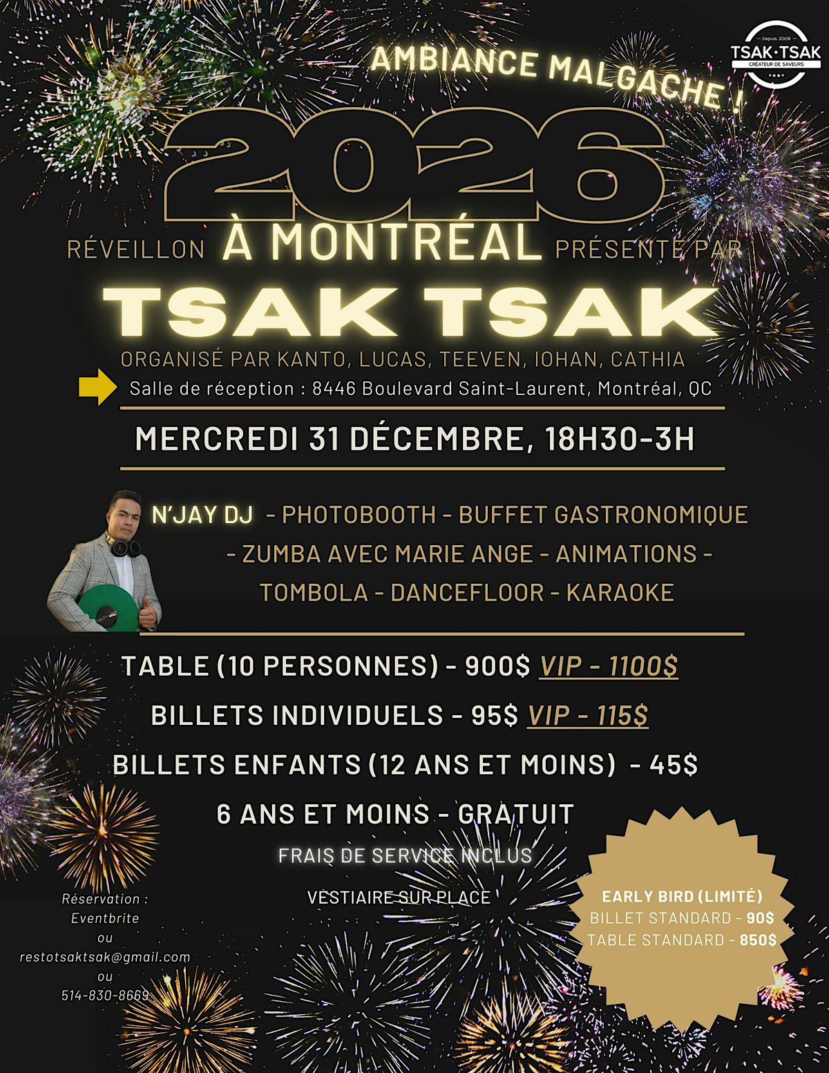 TSAK TSAK RÉVEILLON 2026, 31 December | Event in Montréal | AllEvents