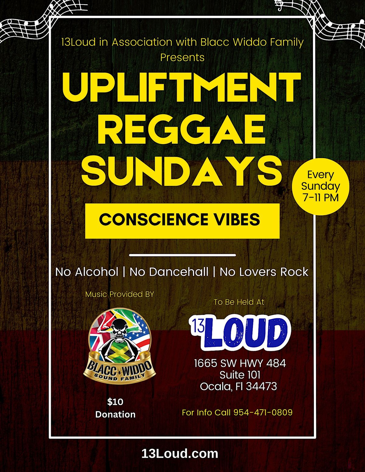 Upliftment Reggae Sundays, 13Loud, Ocala, September 10 2023 AllEvents.in