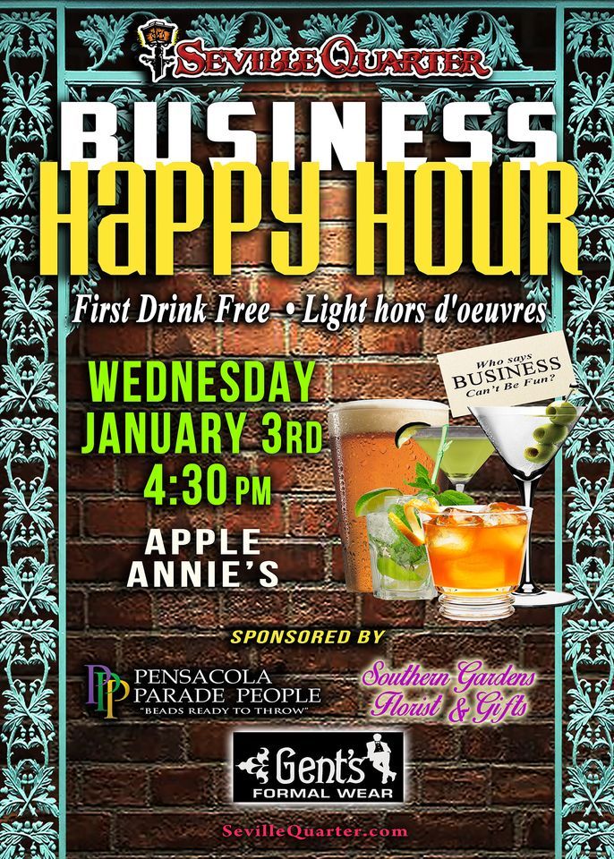 Business Networking Happy Hour, Seville Quarter, Pensacola, January 3