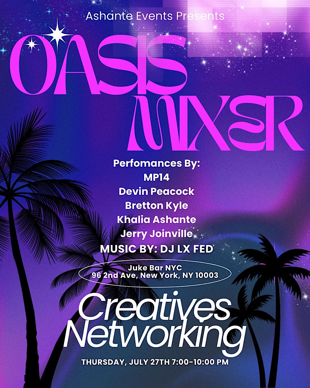Oasis Mixer (Creatives Networking Event), Juke Bar, New York, 27 July