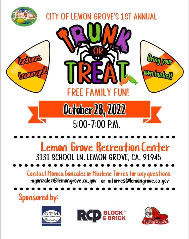 Lemon Grove Trunk or Treat, 3031 School Ln, Lemon Grove, CA 919452546