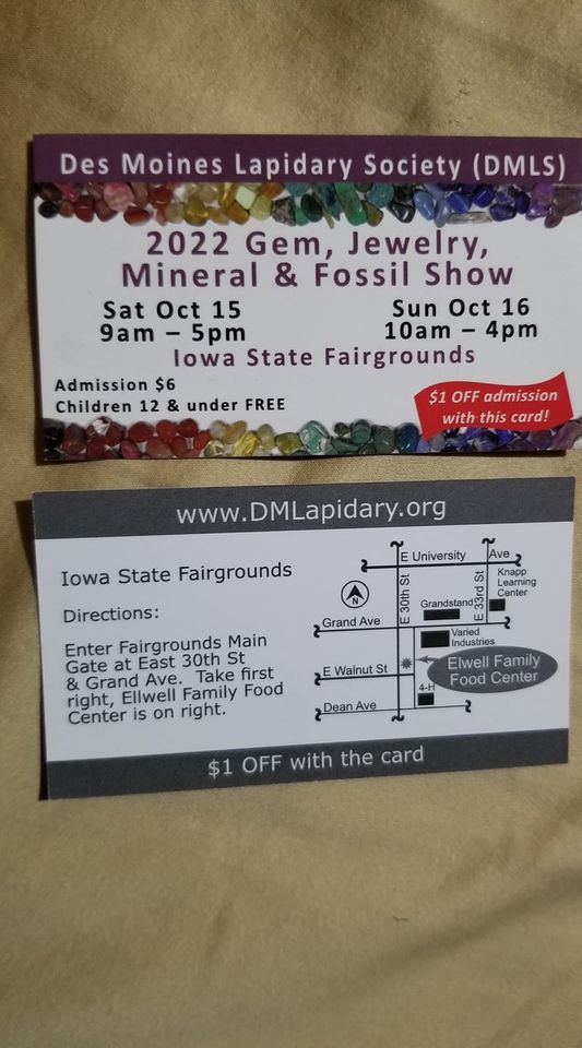 Des Moines Lapidary Society (DMLS) 2022 Annual Gem, Jewelry, Mineral