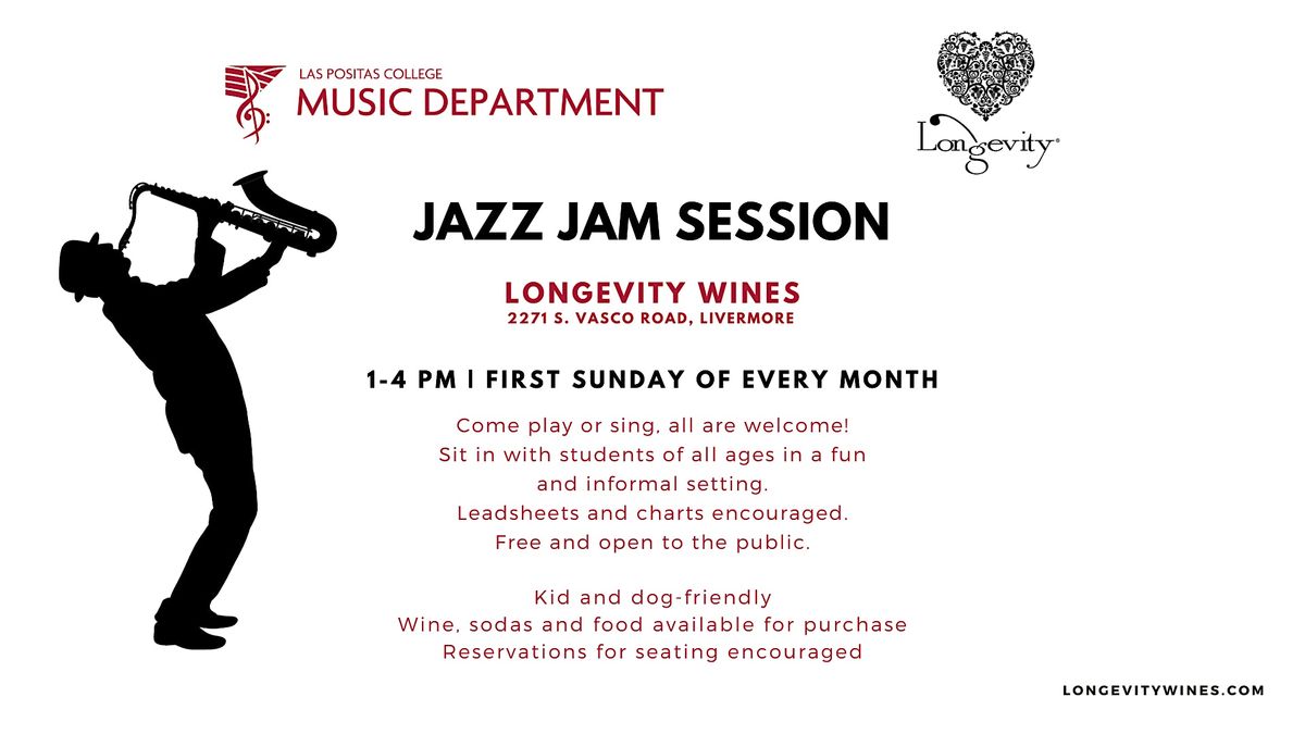 Las Positas College Jazz Jam Session at Longevity Wines, Longevity Wines  Inc, Livermore, 1 October to 1 September | AllEvents.in