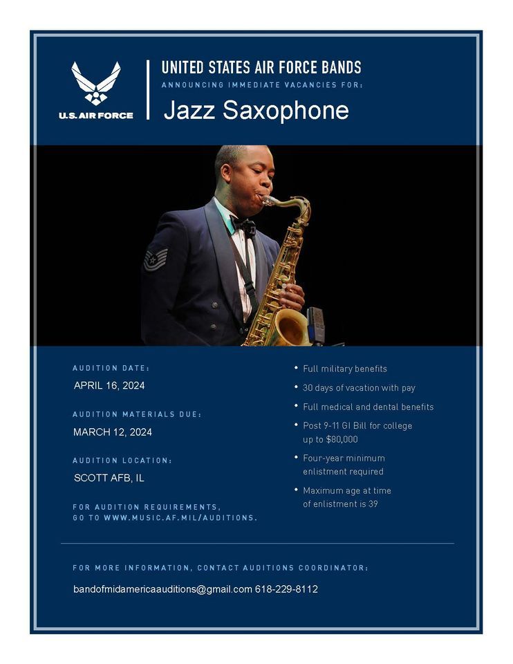 Jazz Saxophone Audition, Scott Air Force Base, Illinois, April 16 2024