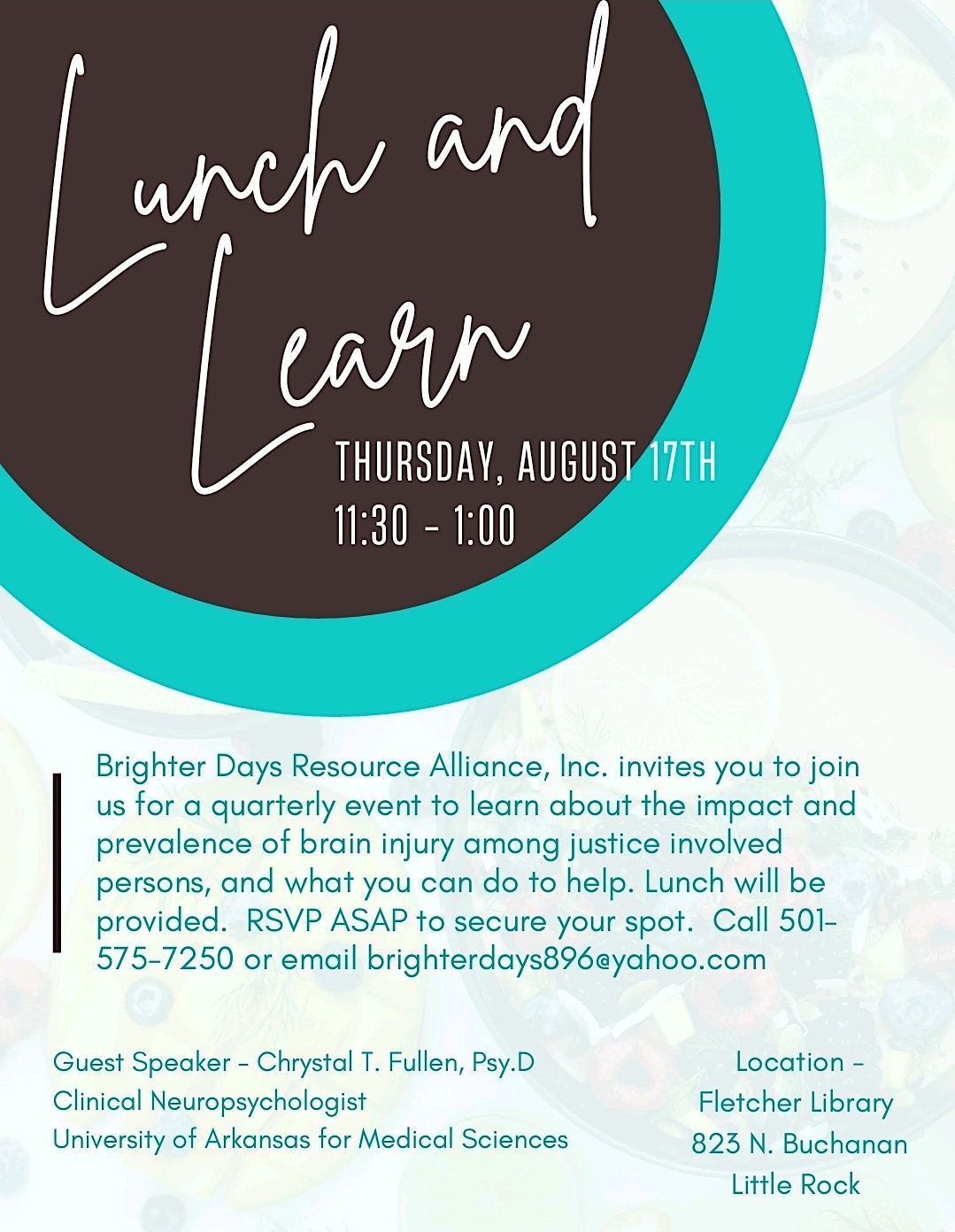 Lunch And Learn Brain Injury And Justice Involve, Fletcher Library
