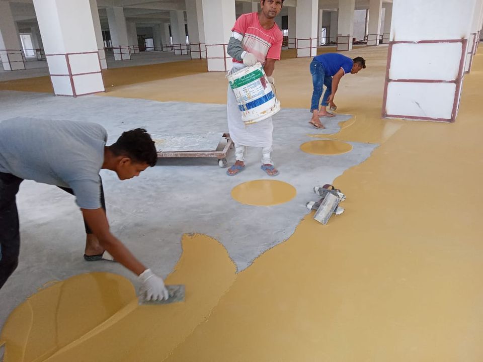 Epoxy and polyurethane cement floor coating Application, Fountech