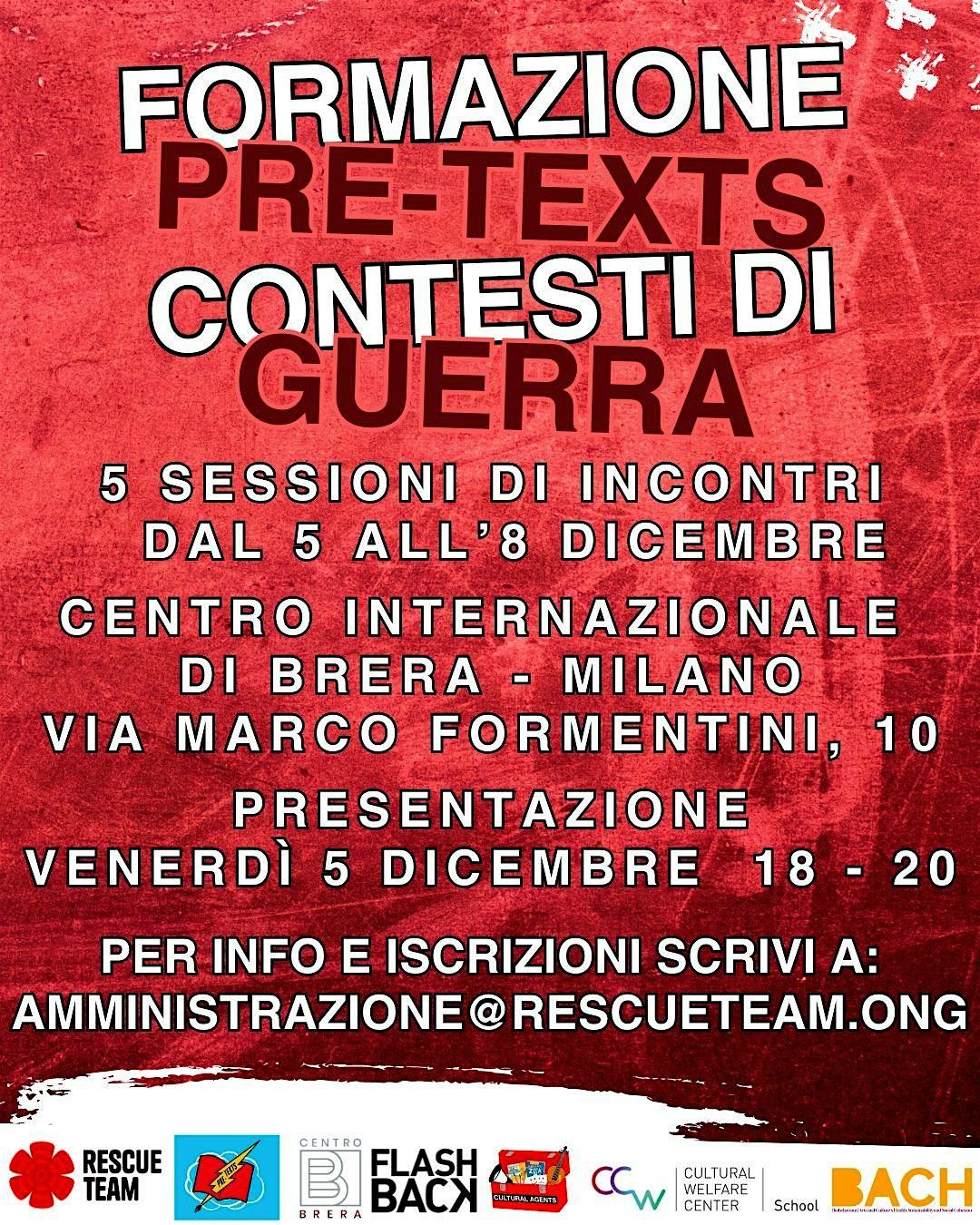 Partecipa alla Formazione Pre-Texts per i Contesti di Guerra, 5 December | Event in Milano | AllEvents