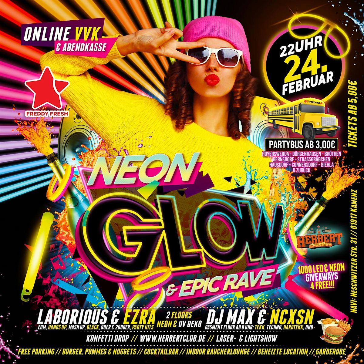 NORMALES TICKET . NEON GLOW RAVE . 2 FLOORS . SA 24. Februar 2024 ...