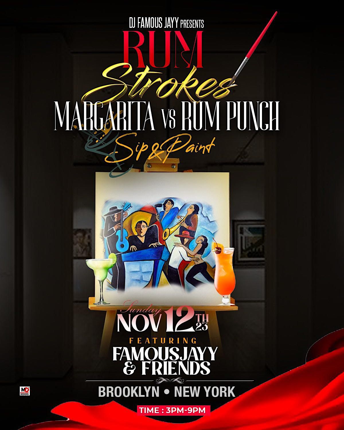 RUM STROKES Margarita vs Rum Punch Sip And Paint, Brooklyn, November