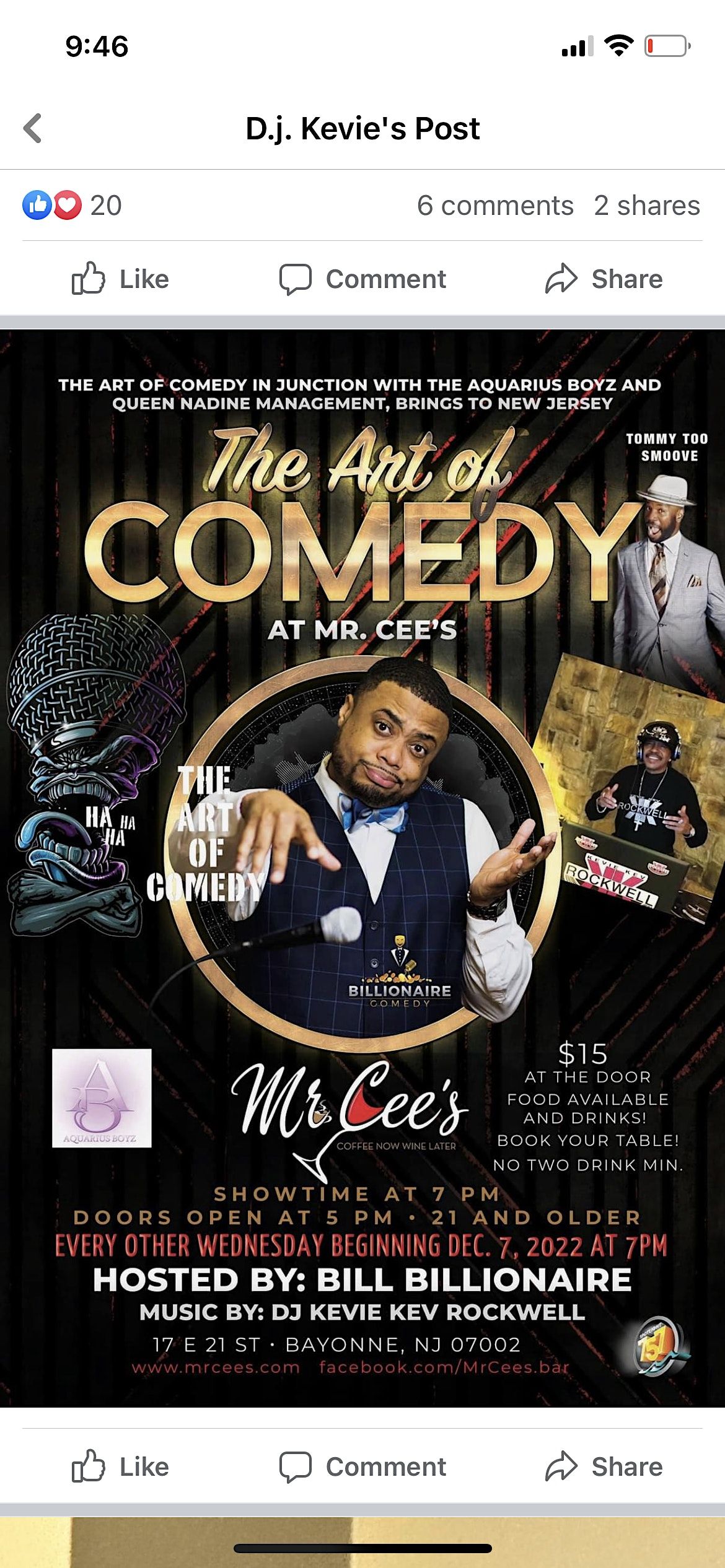 The Art Of Comedy At Mr. Cee’s, Mr.Cee's, Bayonne, December 21 2022
