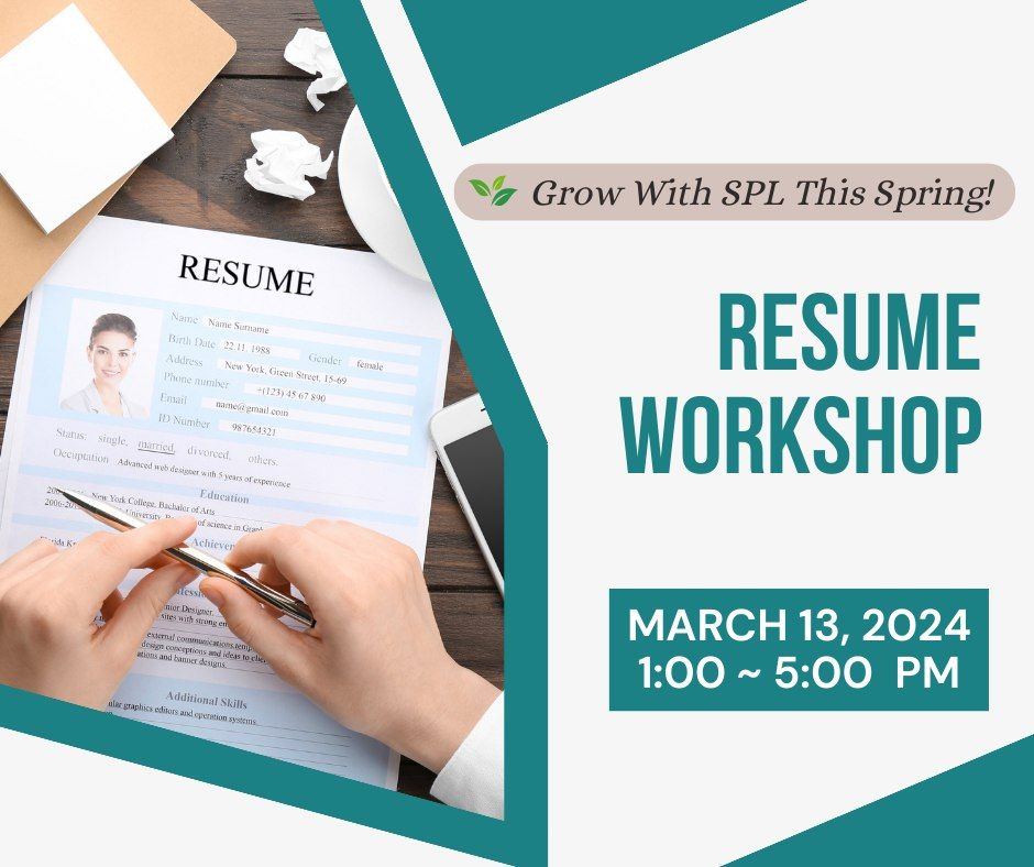 Resume Workshop - Grow With SPL This Spring! Series, Southfield Public ...