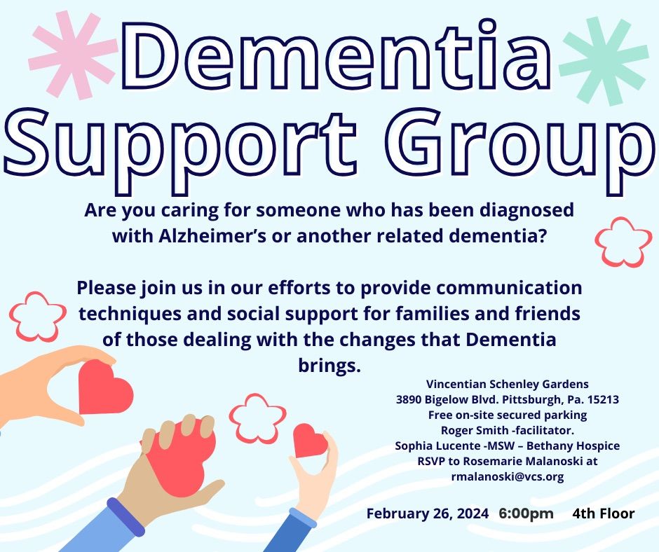 Dementia Support Group, Vincentian Schenley Gardens, Pittsburgh, February 26 2024 AllEvents.in