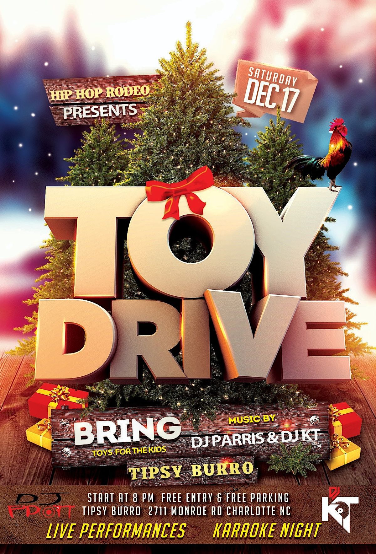 Hip Hop Rodeo And Holiday Toy Drive, Tipsy Burro, Charlotte, December