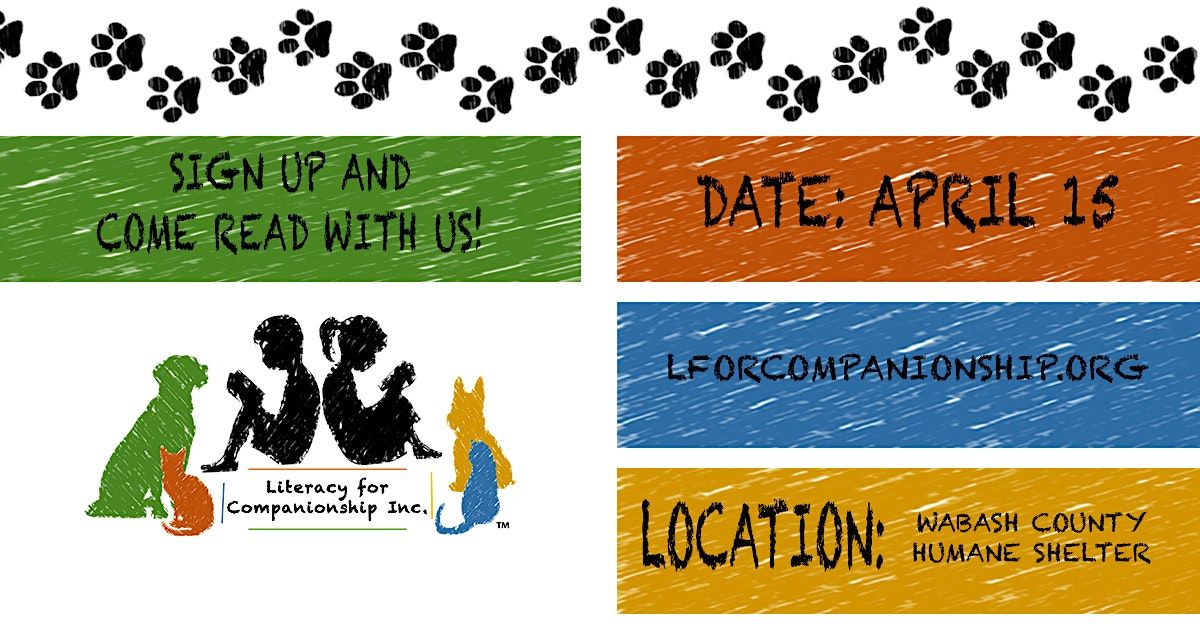 Read to the Animals in Wabash, Wabash County Animal Shelter, 15 April