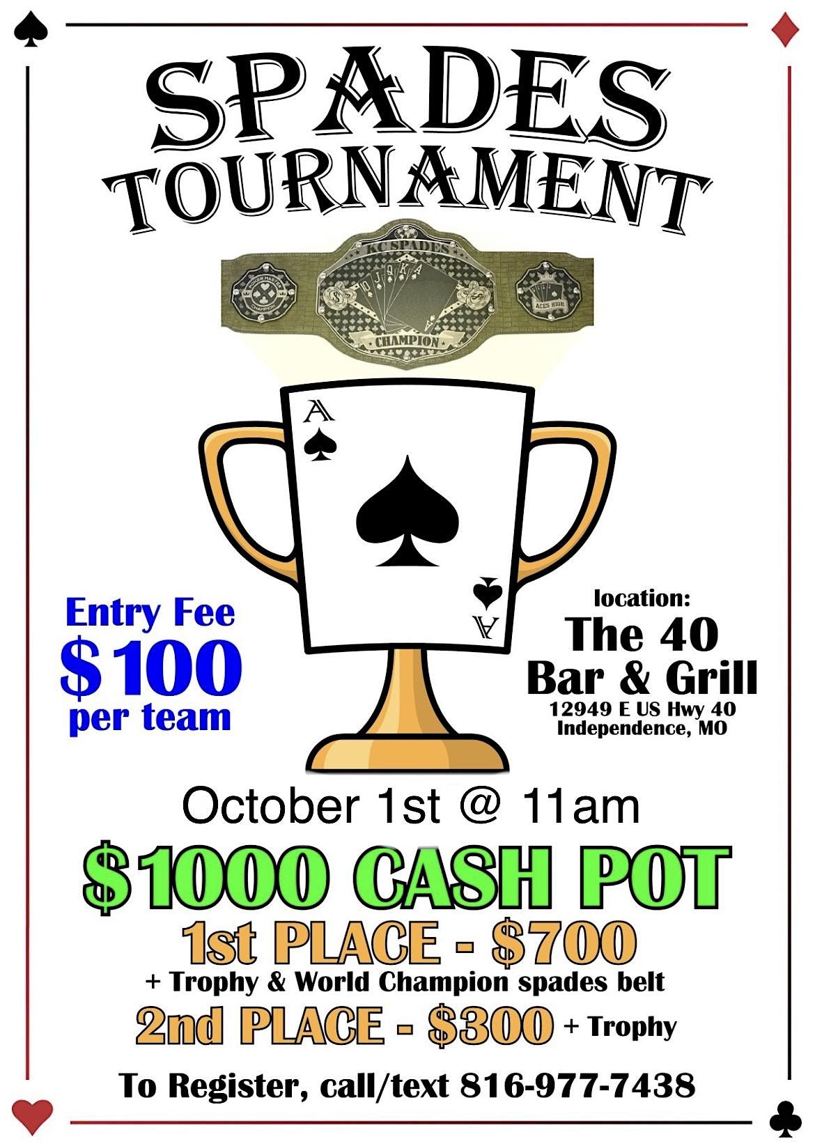 KC Team Spades Tournament, 12949 US40, Independence, October 15 2022