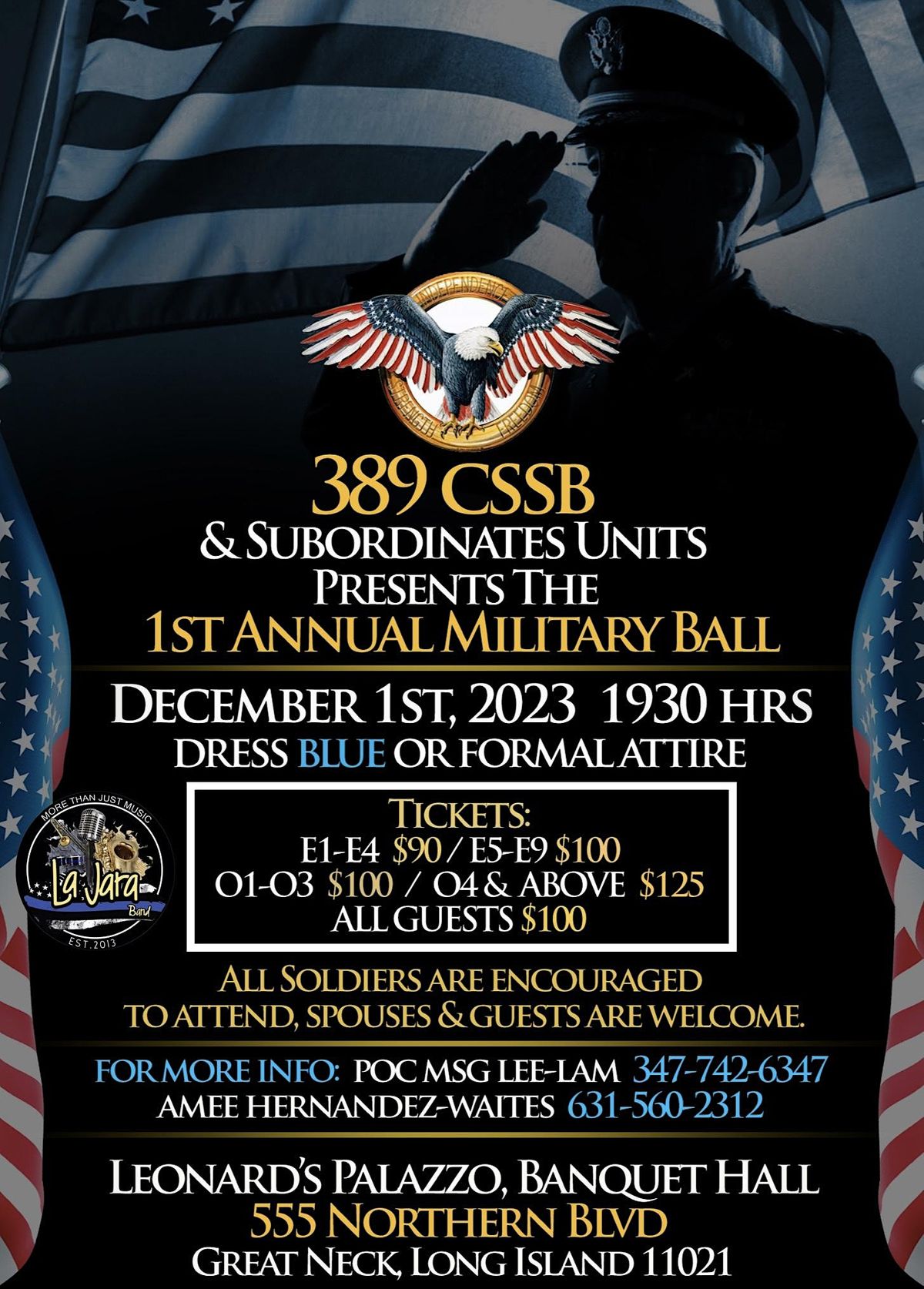 389 CSSB Military Ball, 555 Northern Blvd, Great Neck, December 1 to