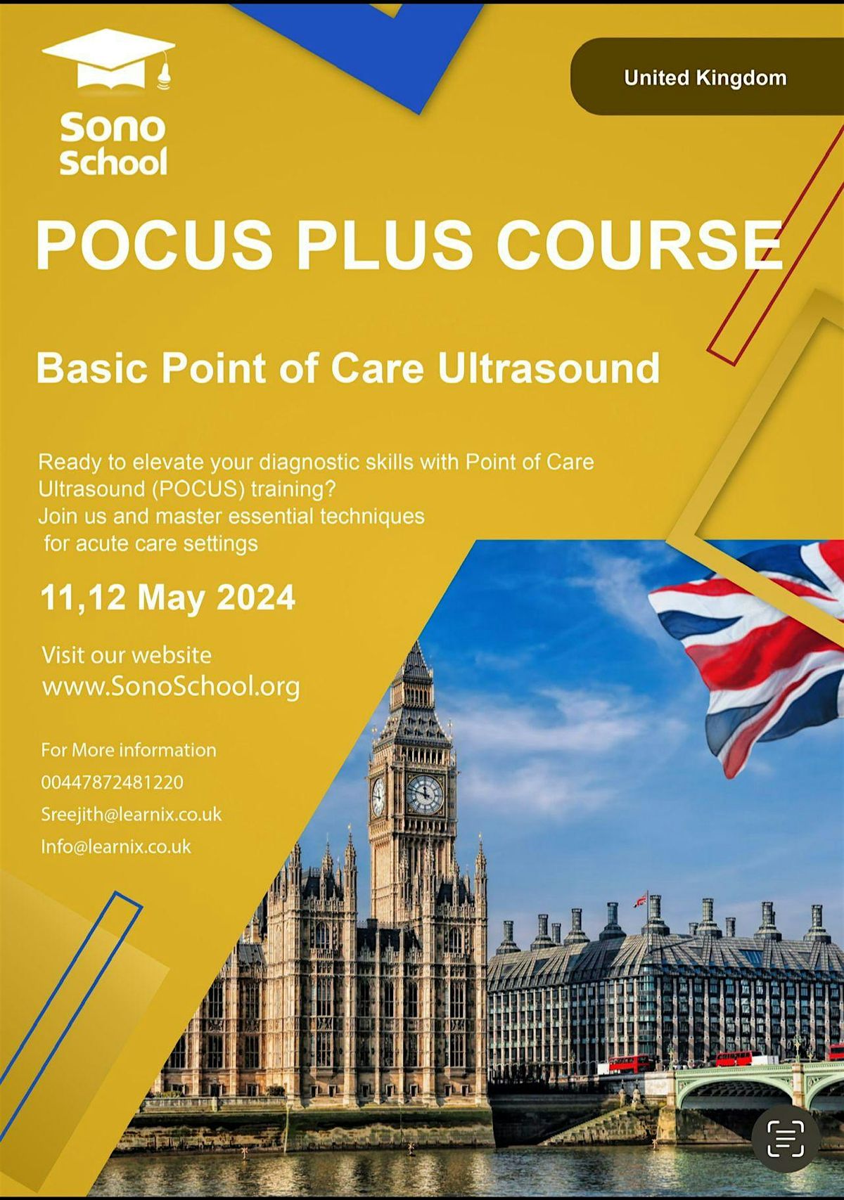 POCUS PLUS COURSE -Point of Care Ultrasound, Kettering, UK, 11 May to ...