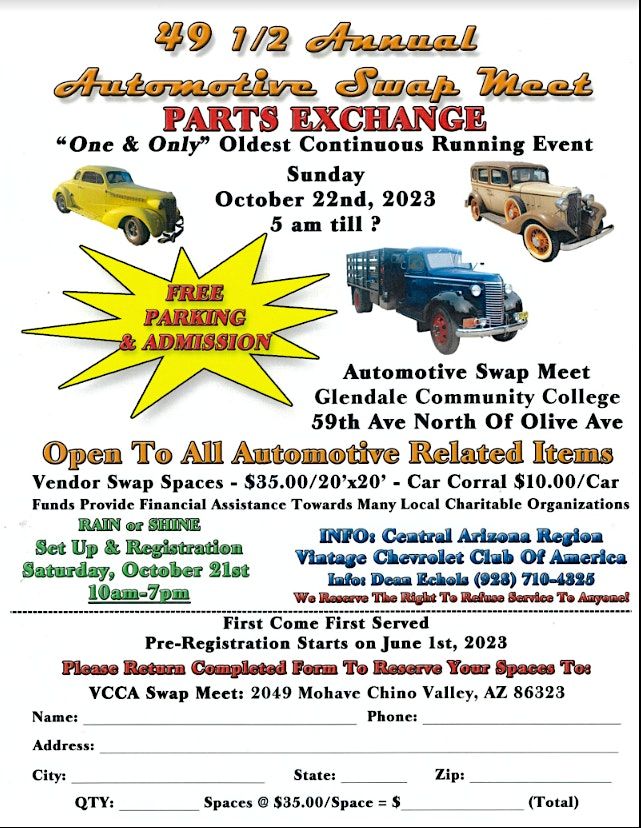 49 1/2 Annual Swap & Shop Meet Parts Exchange, Glendale Community
