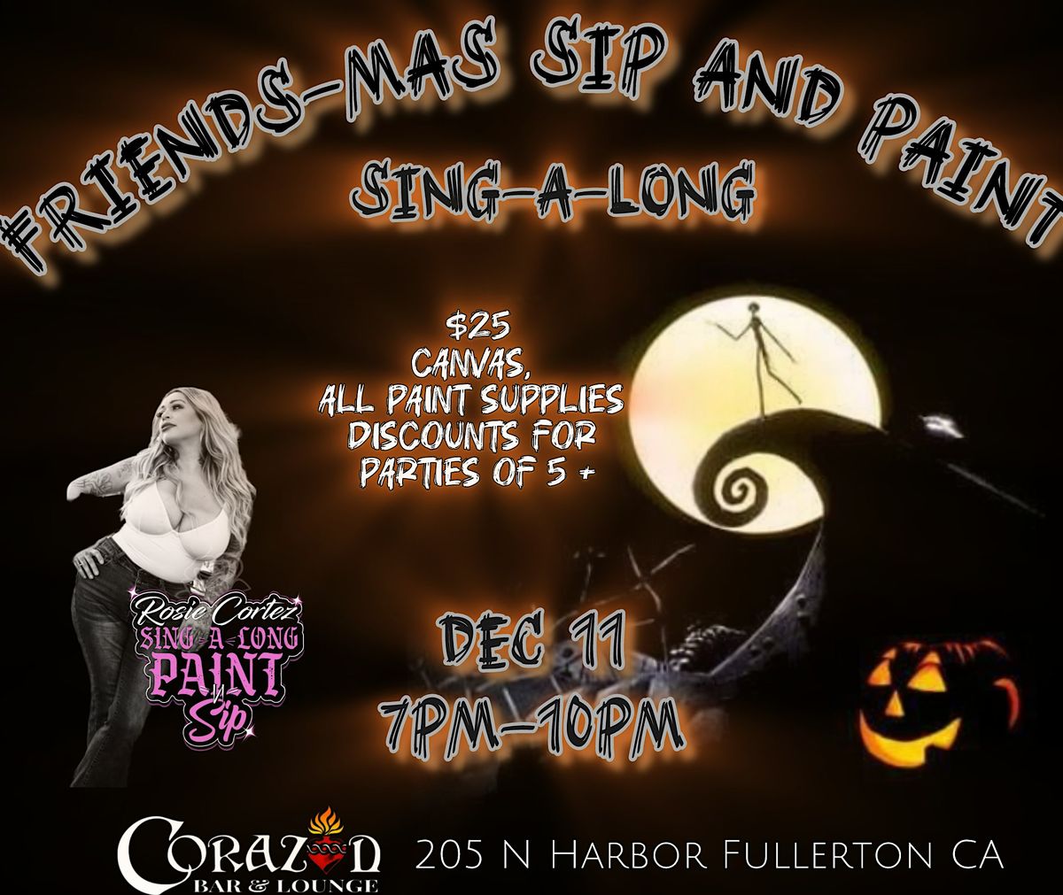 Friends-Mas Sip and Paint * Sing Along with Rosie Cortez, 11 December | Event in Fullerton | AllEvents