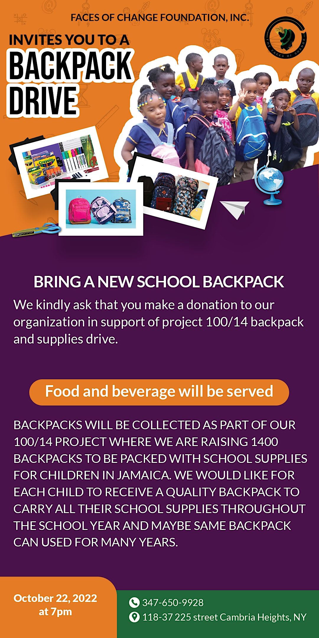 Backpack drive, 11837 225th St, Queens, October 22 2022 AllEvents.in