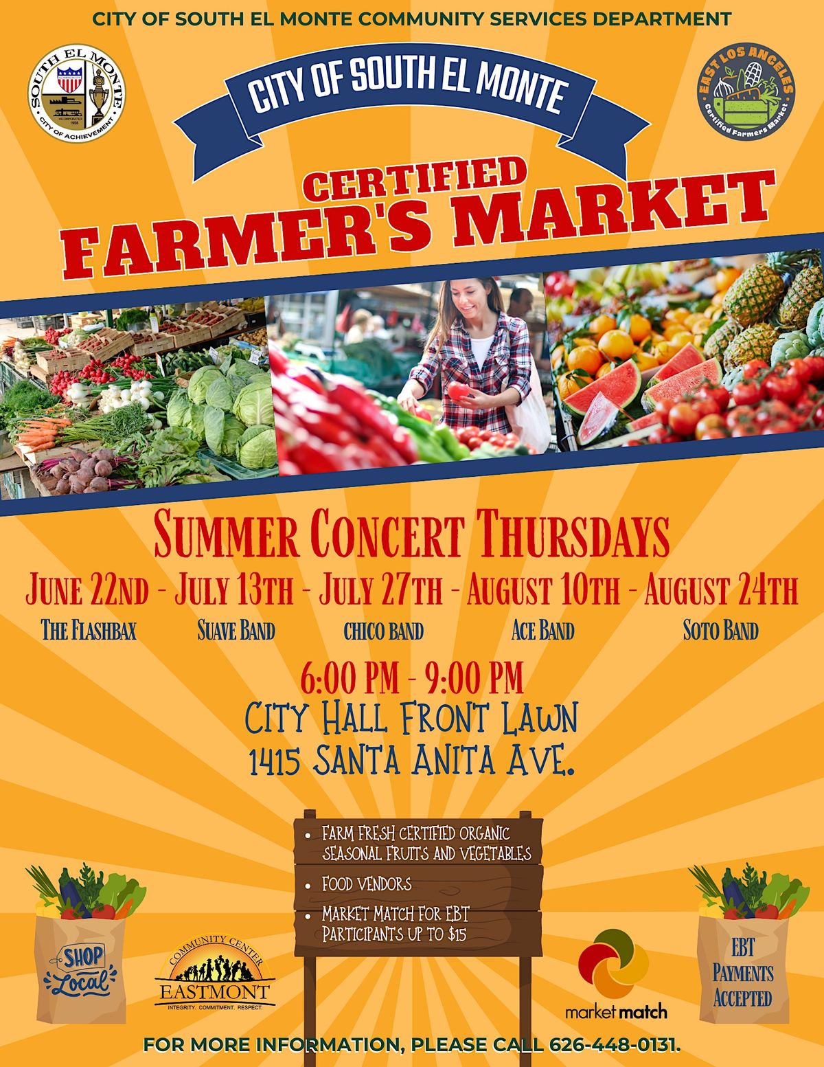 Farmers Market at South El Montes Summer Concerts, South El Monte City