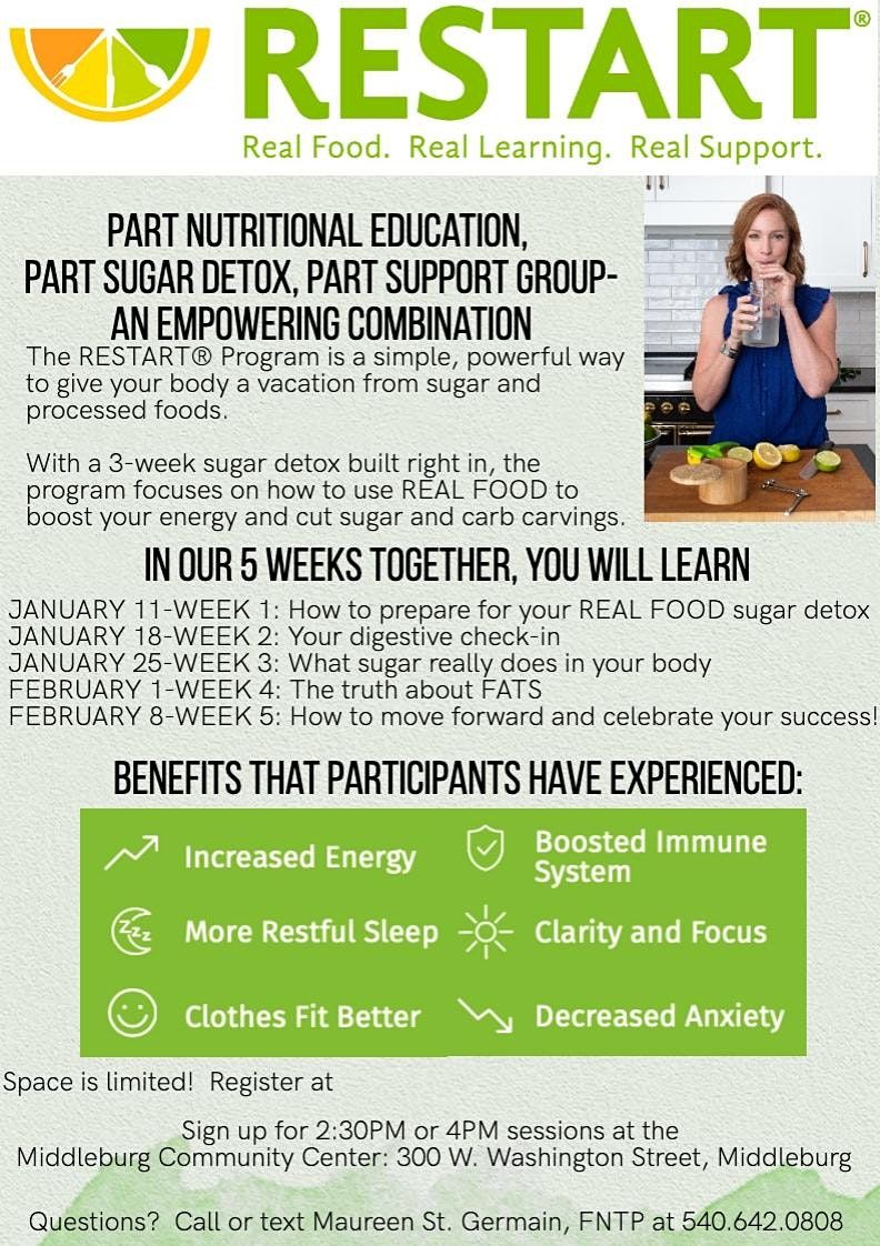 Restart Your Health In Just 5 Weeks Middleburg Community Center January 11 To February 8 Allevents In middleburg event calendar 2021