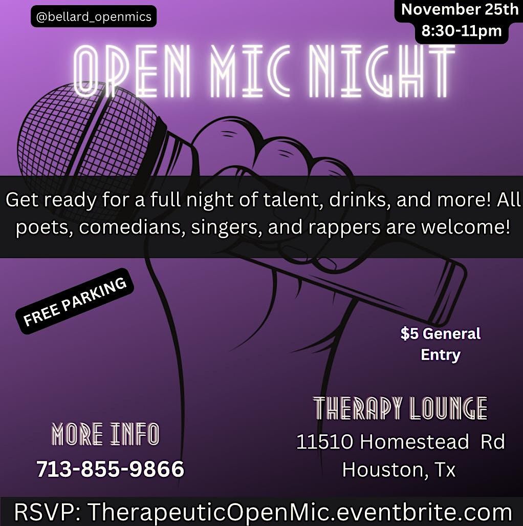 Open mic night at Therapy Lounge Houston, Therapy Lounge, Houston