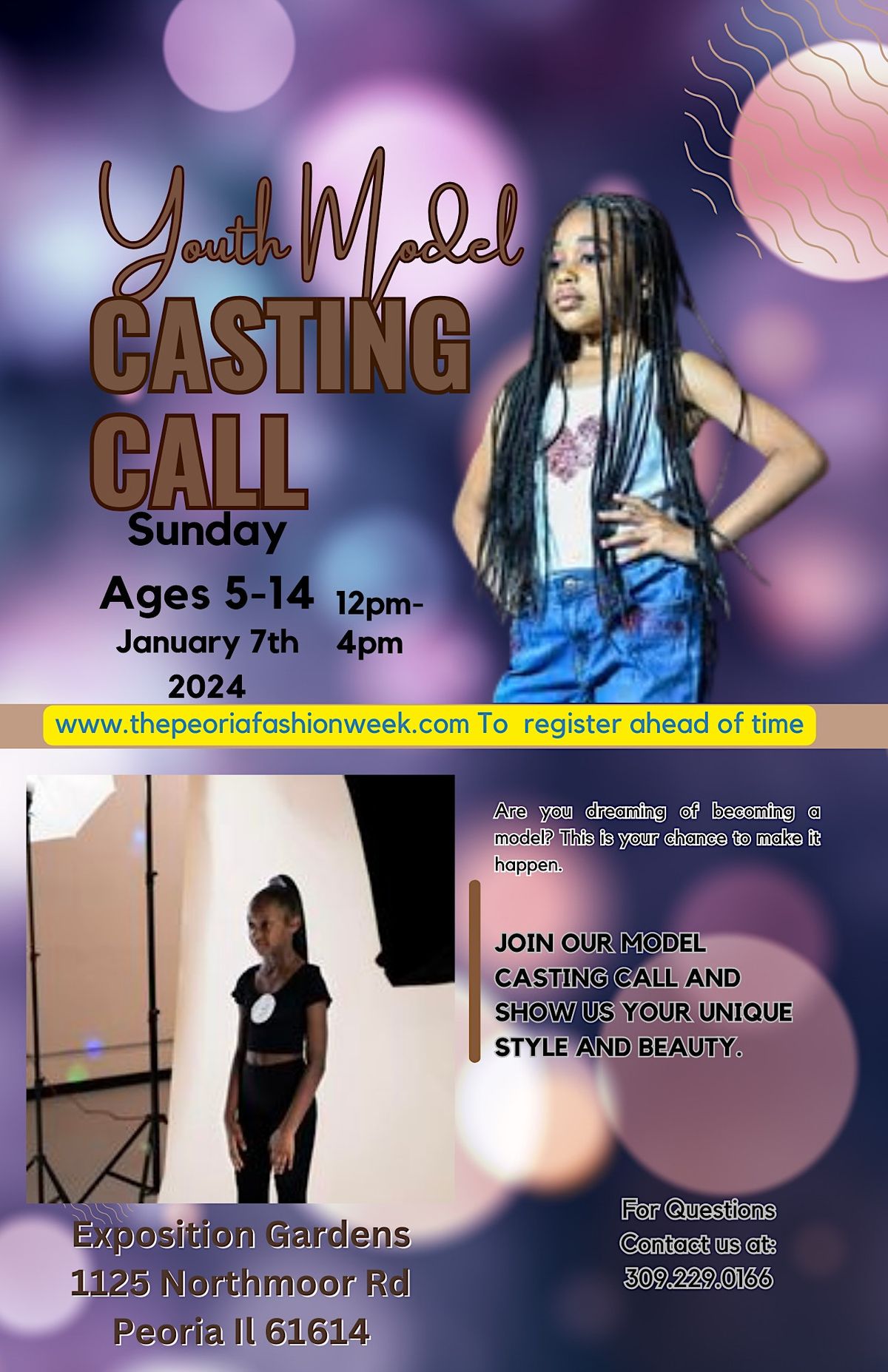 Model Casting Call Peoria Fashion Week 2024 Youth ages 514, Exposition Gardens, Peoria, January