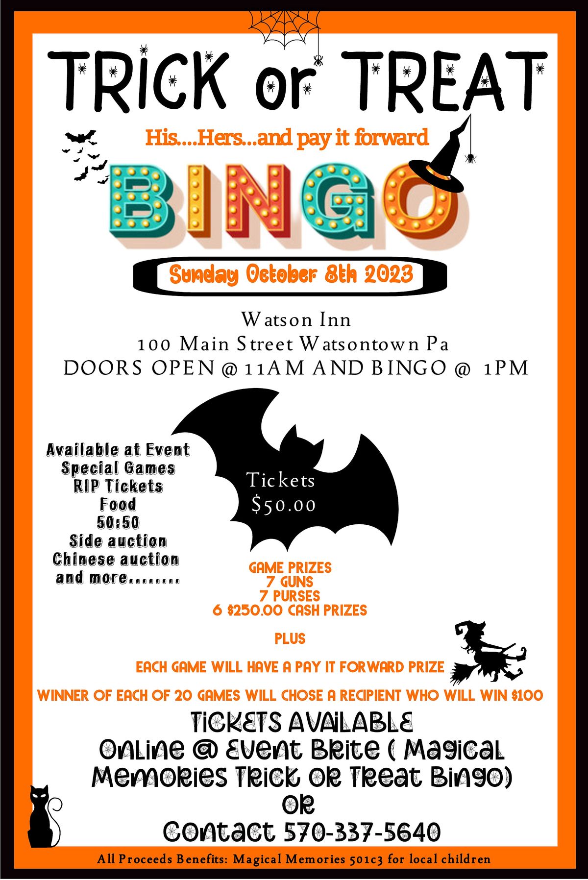 Magical Memories Trick or treat his, hers and pay if forward BINGO