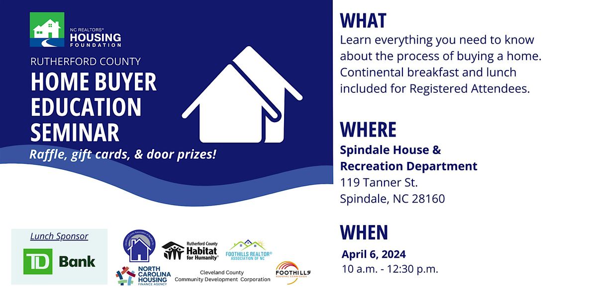 Rutherford County Home Buyer Education Seminar, Spindale House, 6 April  2024 | AllEvents.in