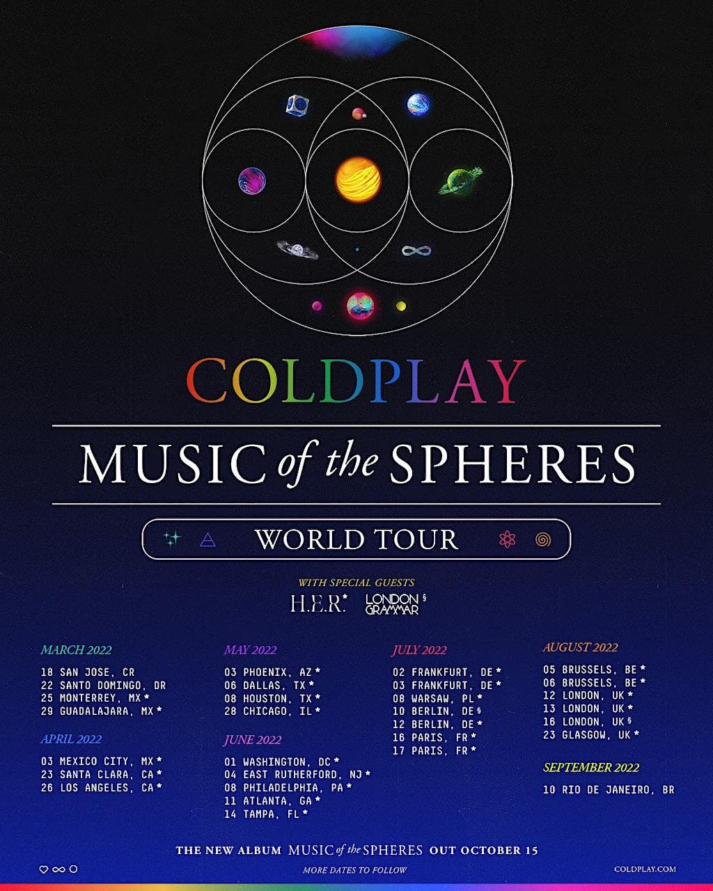COLDPLAY MUSIC OF THE SPHERES WORLD TOUR 2023 COLDPLAY MUSIC OF THE SPHERES WORLD TOUR 2023
