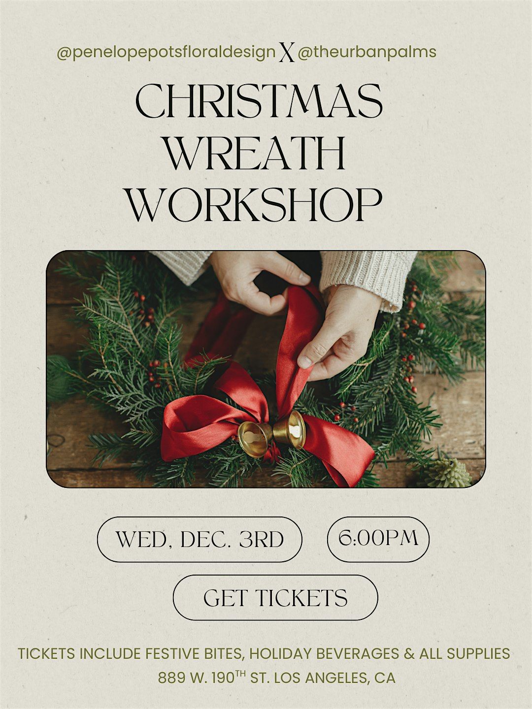 Christmas Wreath Workshop, 3 December | Event in Gardena | AllEvents