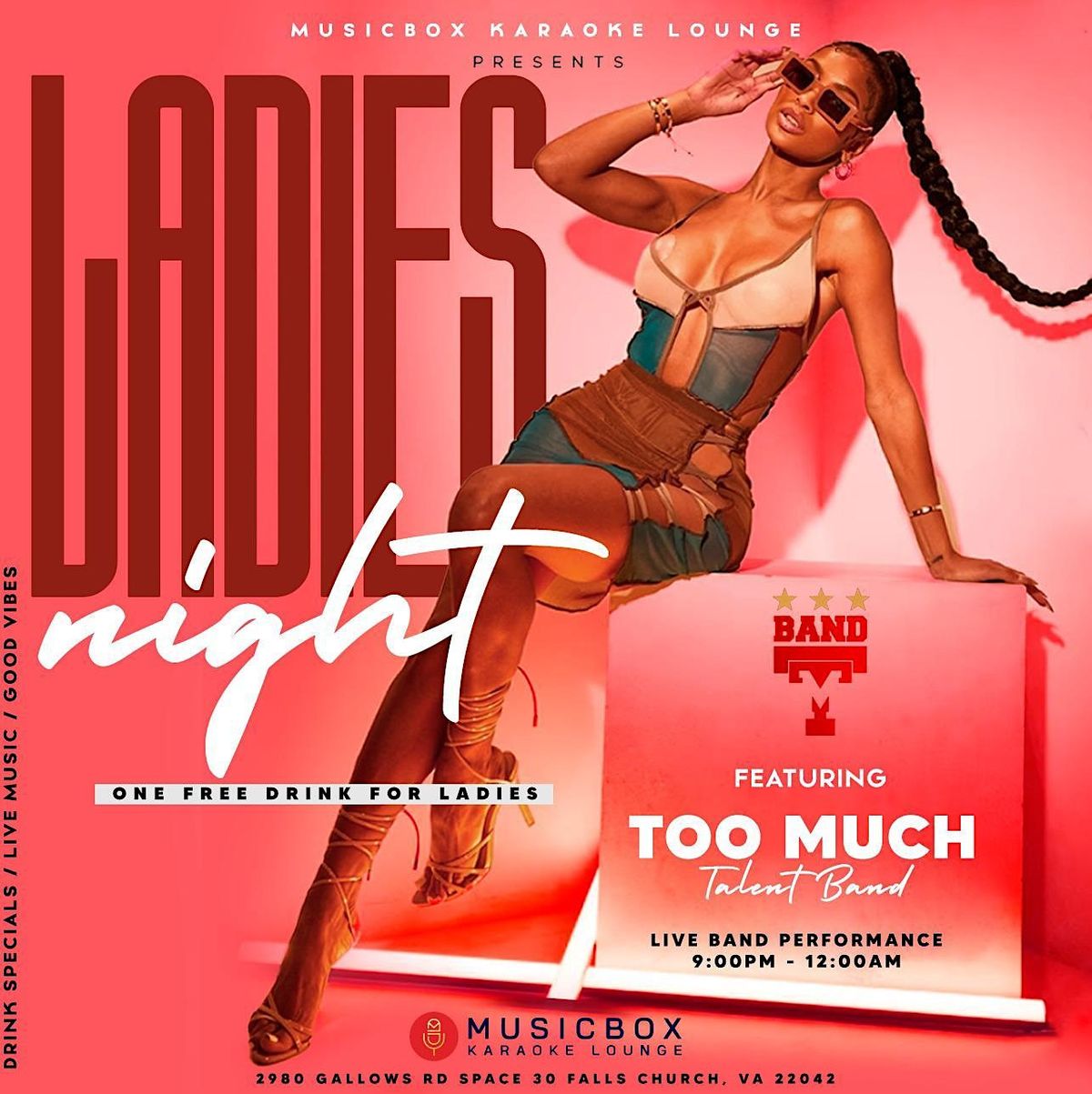 Ladies Night Open Karaoke, Musicbox karaoke, Falls Church, 23 August to