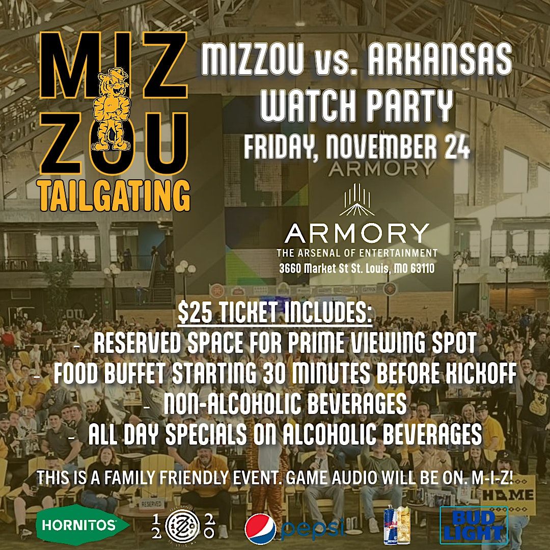 Mizzou vs Arkansas Watch Party!, Armory STL, St. Louis, 24 November