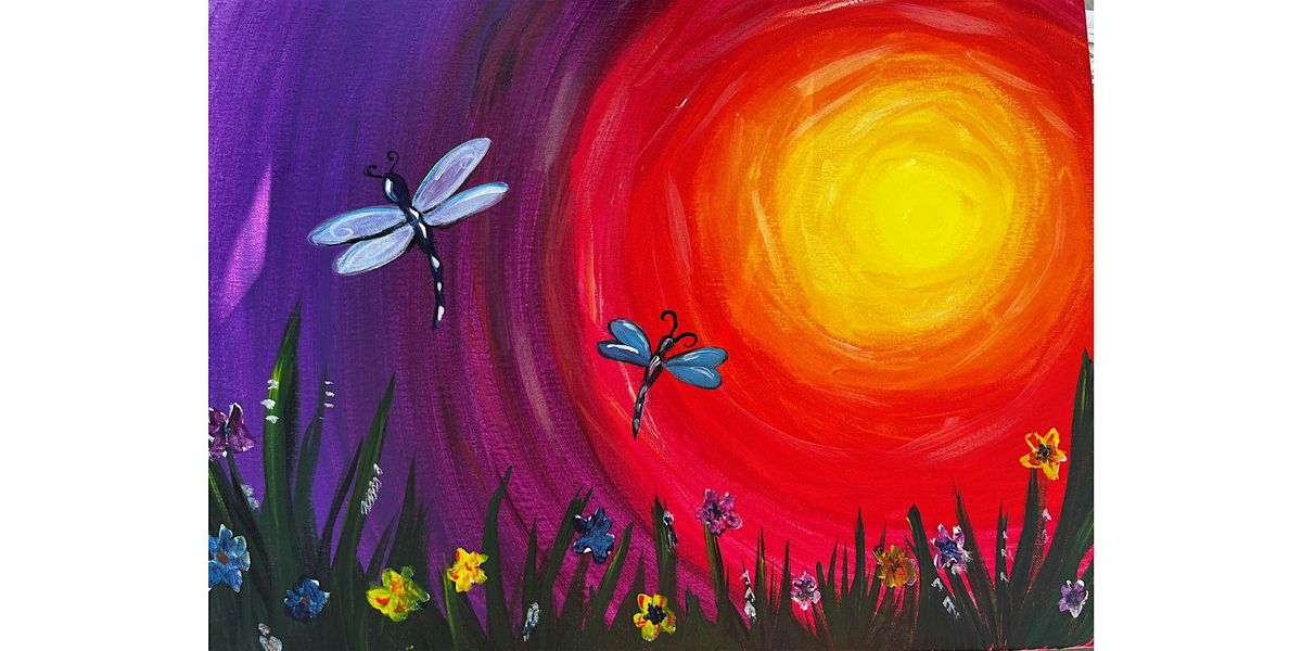 Paint and Sip with Sandra, Sunset with Dragonflies, Water's Edge ...