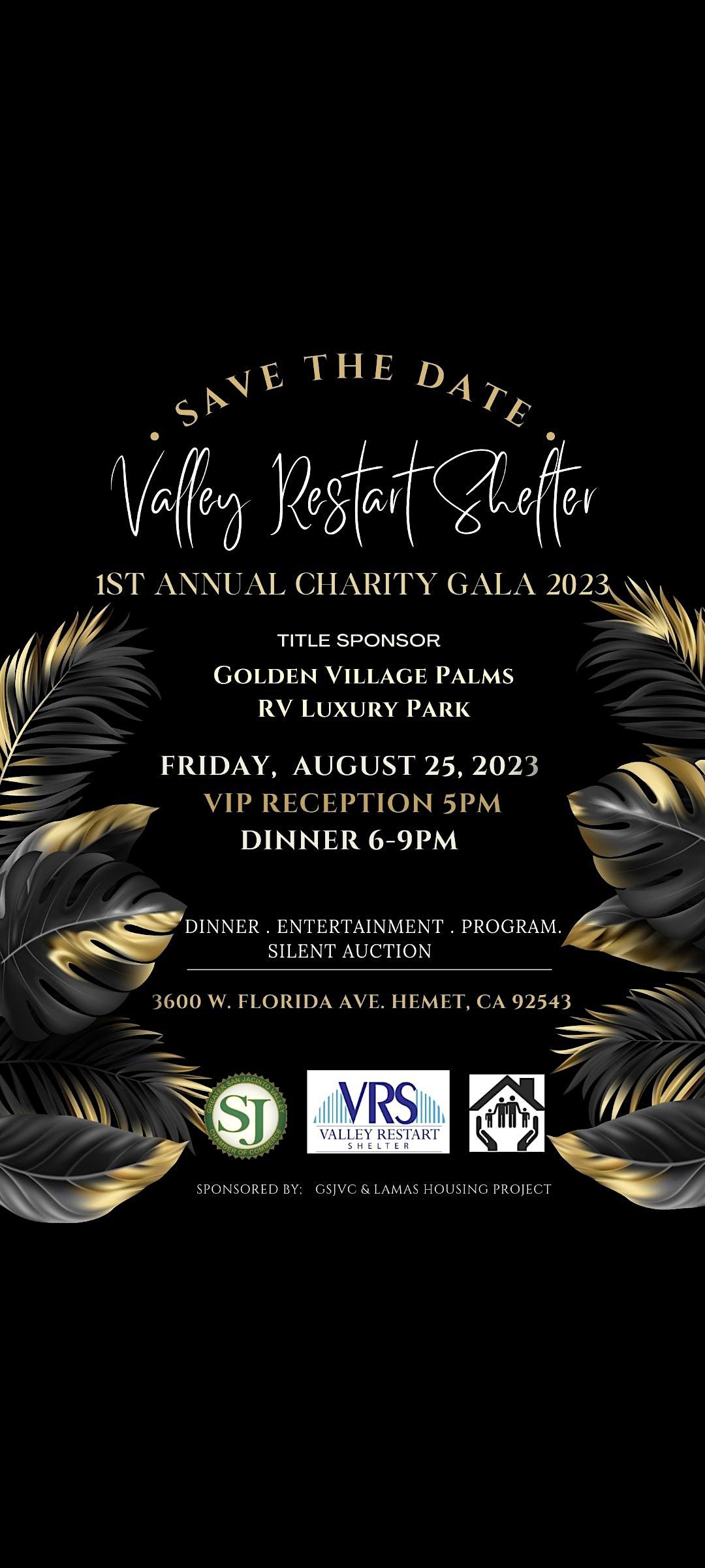 VALLEY RESTART SHELTER 1st Charity Gala SAVE THE DATE 8.25.23, Golden