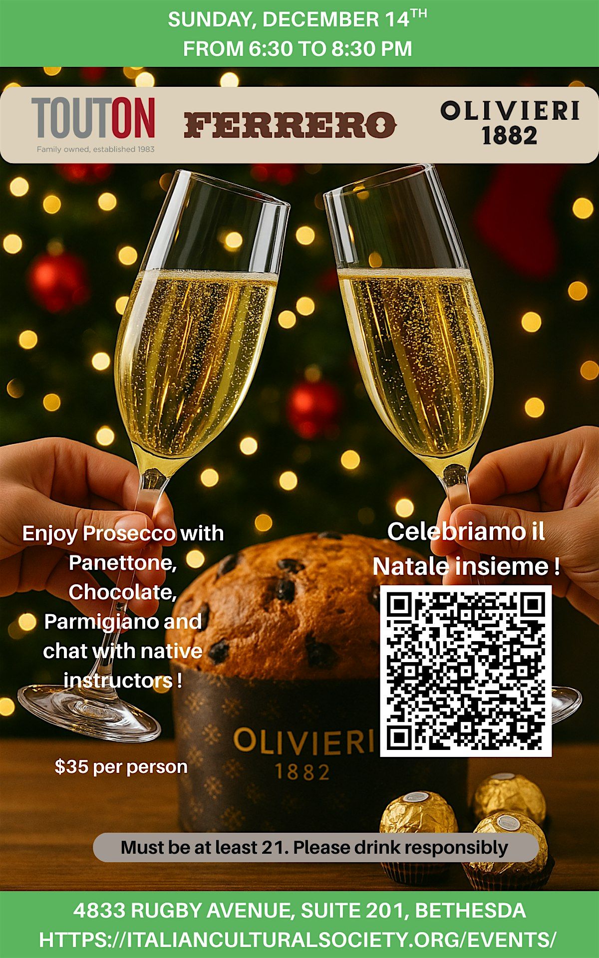 APERITIVO DI NATALE 2025... CONVERSANDO IN ITALIANO, 14 December | Event in Bethesda | AllEvents