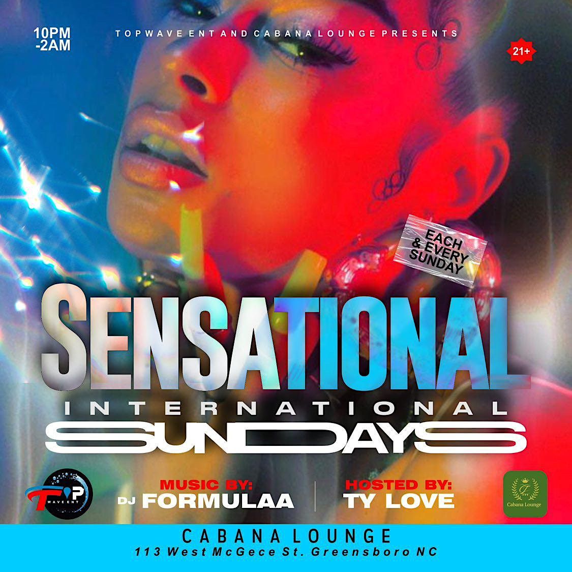 SENSATIONAL SUNDAYS, Cabana lounge, Greensboro, 28 October 2023