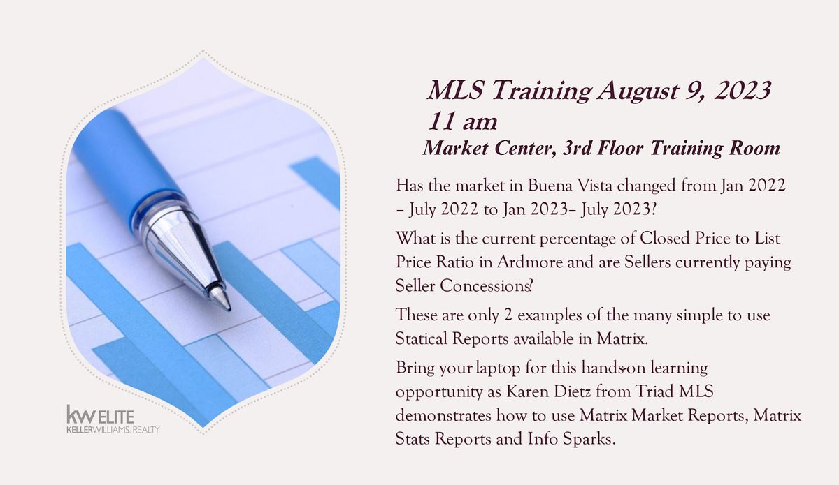 MLS Reports Training, Keller Williams, 3rd Floor Training Room,  Winston-Salem, August 9 2023 | AllEvents.in