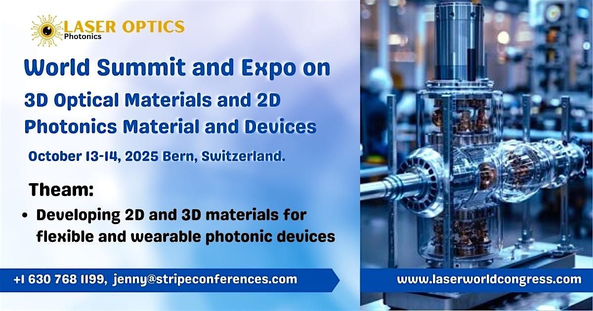 World Summit and Expo on 3D Optical Materials and 2D Photonics Material and, 13 October | Event in Osaka | AllEvents