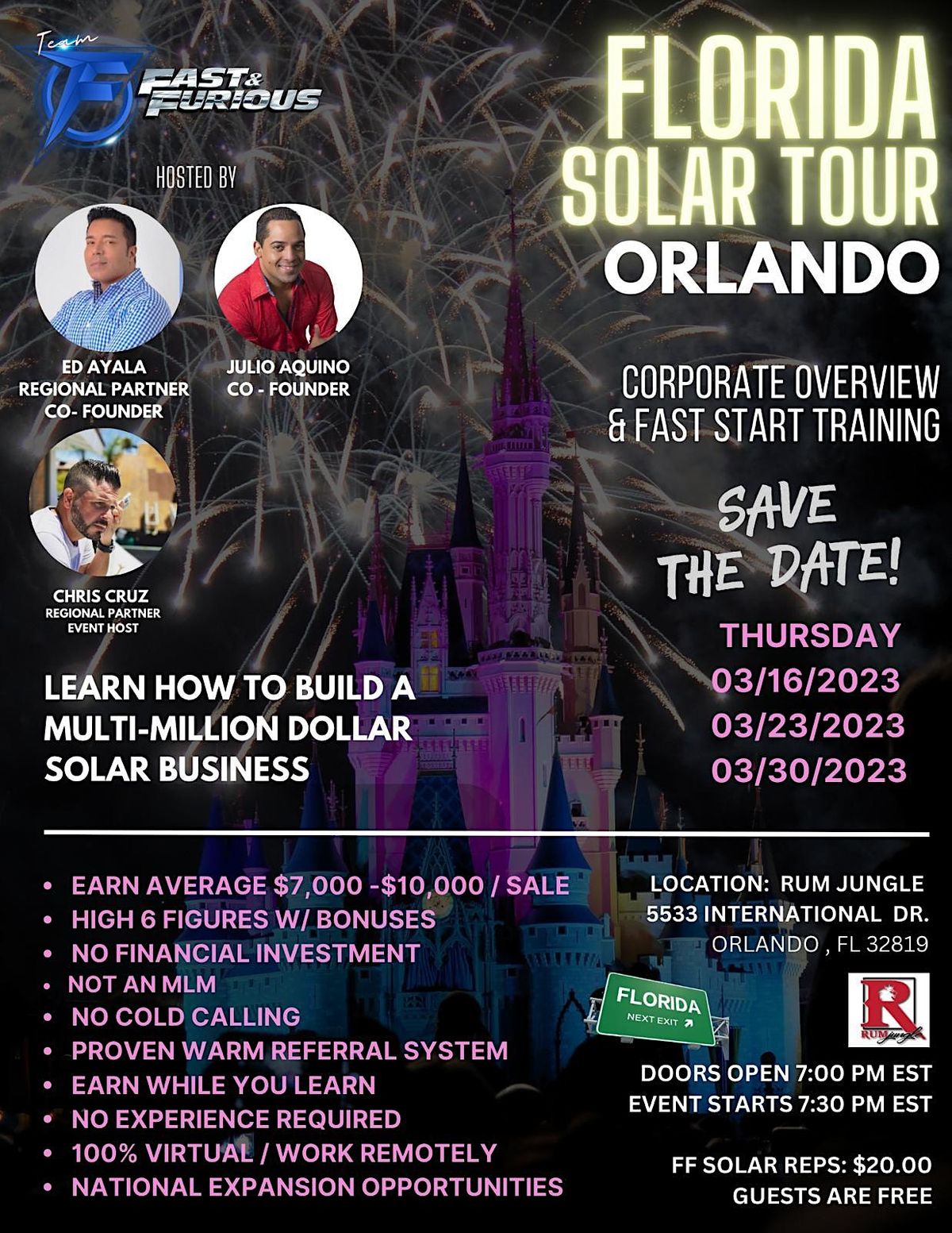 ORLANDO, Florida Solar Tour, Rum Jungle, Orlando, 30 March 2023