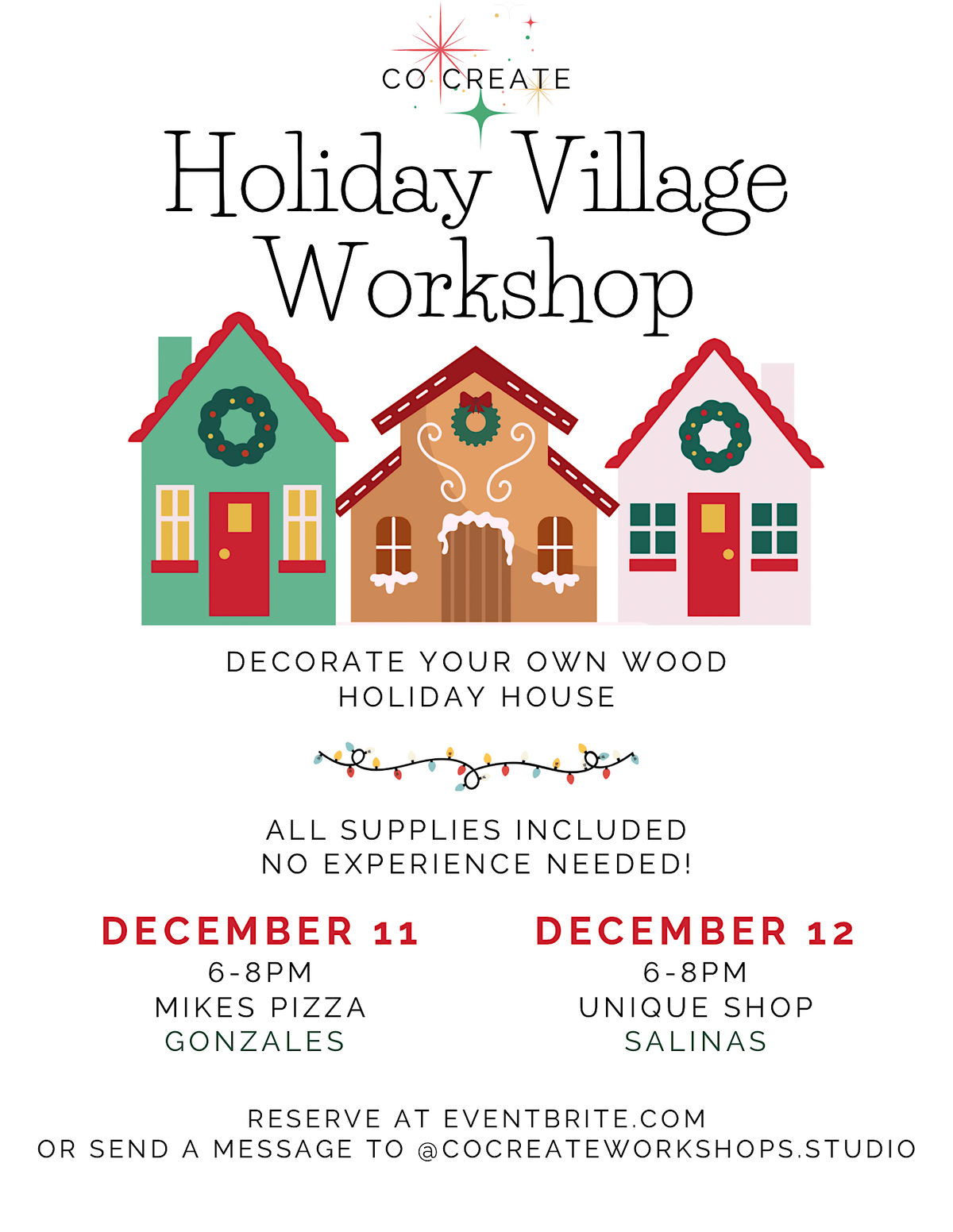 Holiday Village Workshop-Salinas, 12 December | Event in Salinas | AllEvents