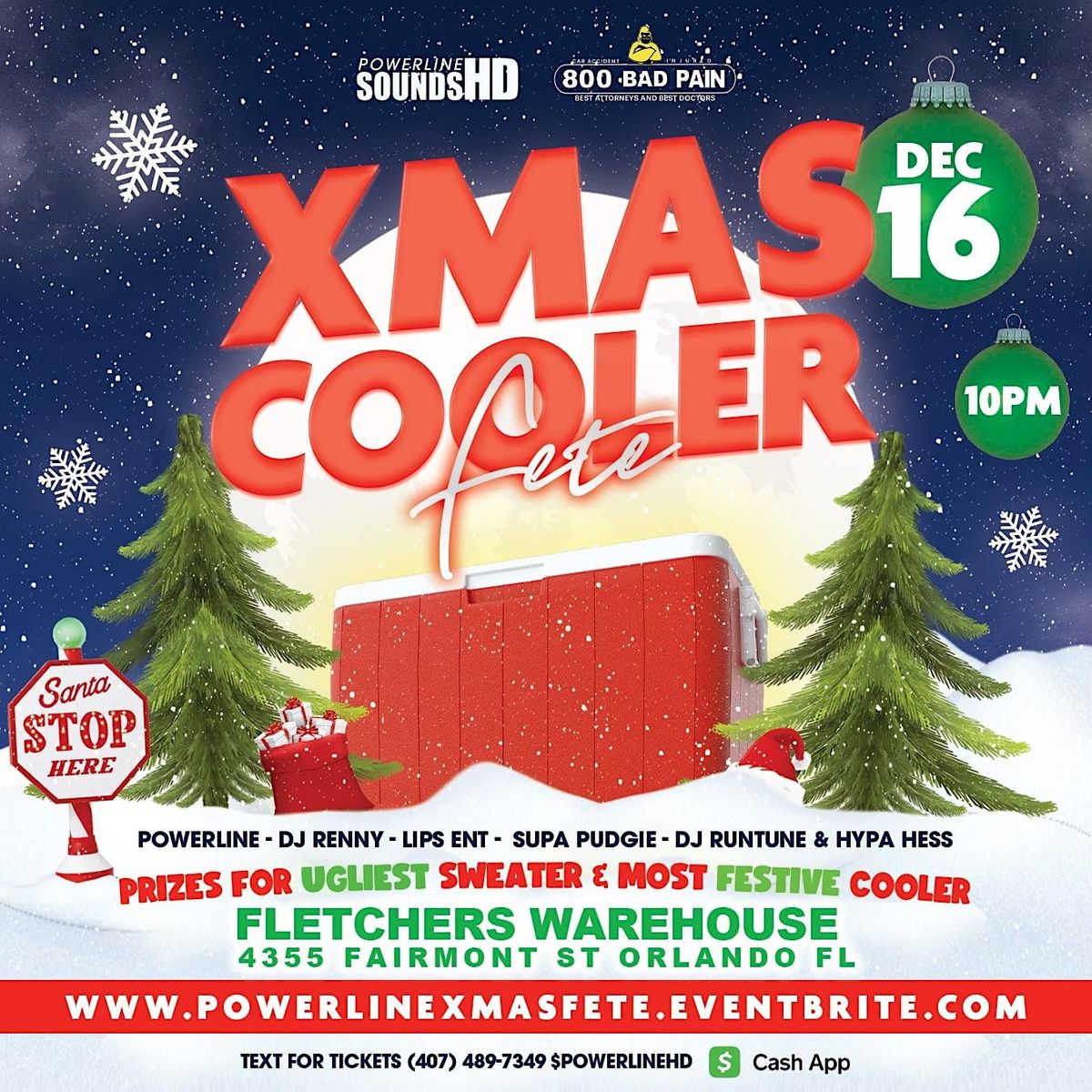 POWERLINE’S Christmas Cooler fete, Fletchers Warehouse, Orlando, December 16 to December 17