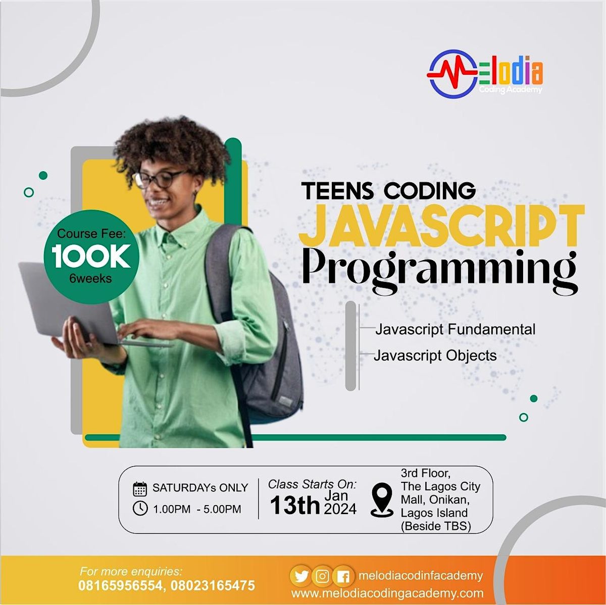 Teen Coding PROGRAMMING WITH JAVASCRIPT, The City Mall, Onikan Lagos