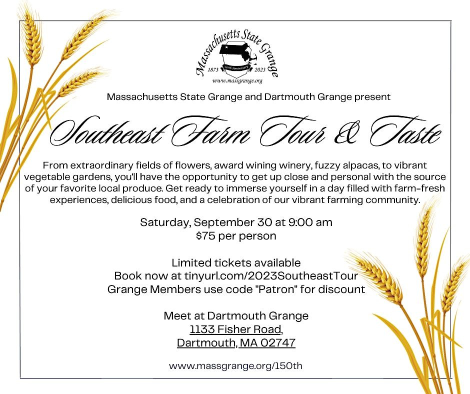 Southeast Farm Tour and Taste, 1133 Fisher Rd, Dartmouth, September 30
