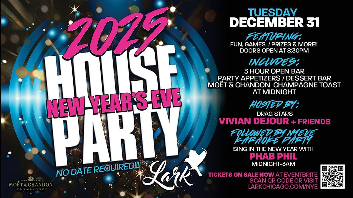 NYE 2025 House Party @ Lark Chicago, Lark, Chicago, 31 December to 1