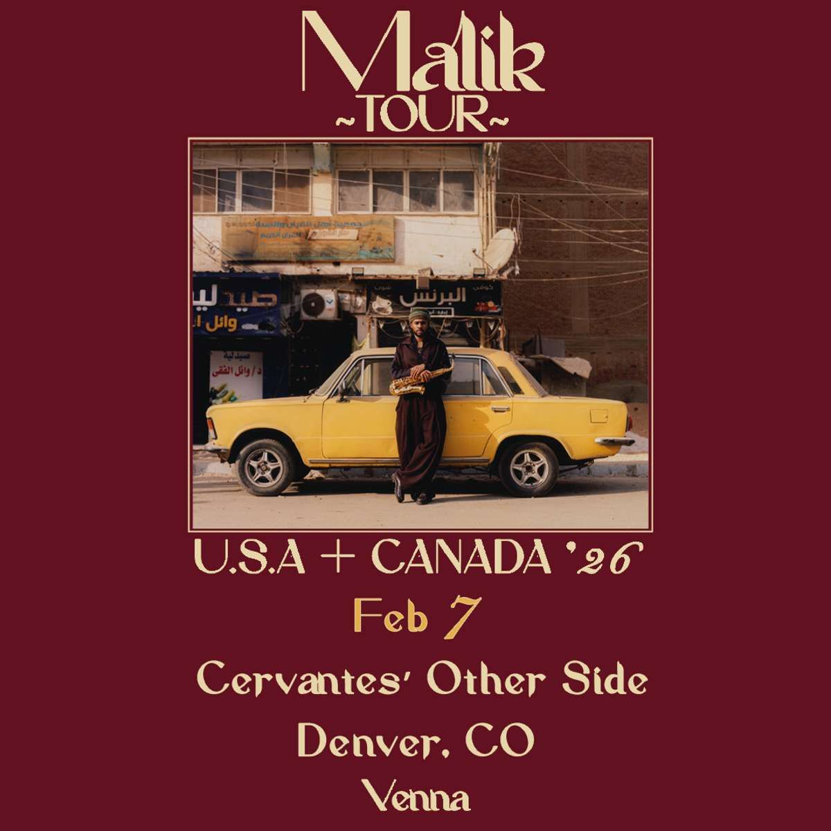 Venna: Malik Tour at Cervantes Masterpiece and The Other Side, 7 February | Event in Denver | AllEvents