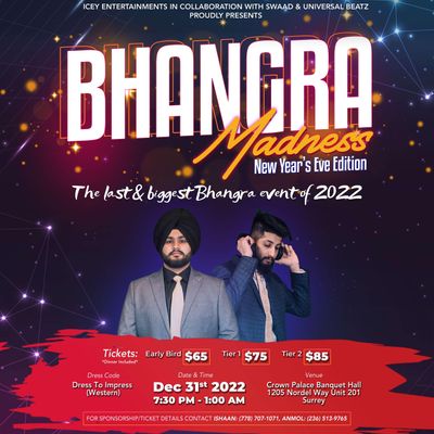 New years eve 2023 in kelowna & okanagan valley – new years eve 2023 Bhangra Madness - New years eve Edition, Crown Palace Banquet Hall, Surrey, December 31 to